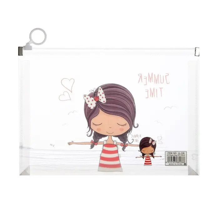 Папка-конверт на молнии формат А5, 180мкр, с рисунком Папка-конверт на молнии формат А5, 180мкр, с рисунком "Маленькая девочка", МИКС