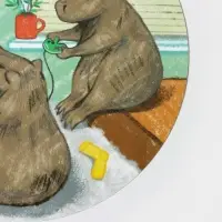 Салфетки сервировочные кухонных Доляна &laquo;Капибары геймеры&raquo;, d=36 см, 2 шт., настольное покрытие