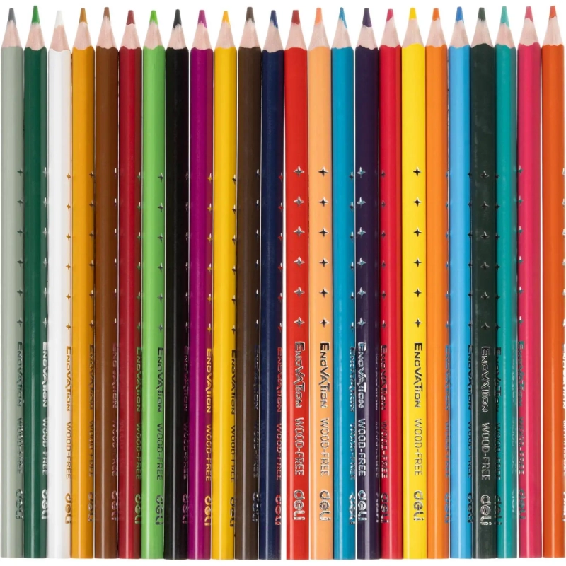 Карандаши цветные Deli Enovation EC112-24 3-гран. пластик 24цв/наб бум туба