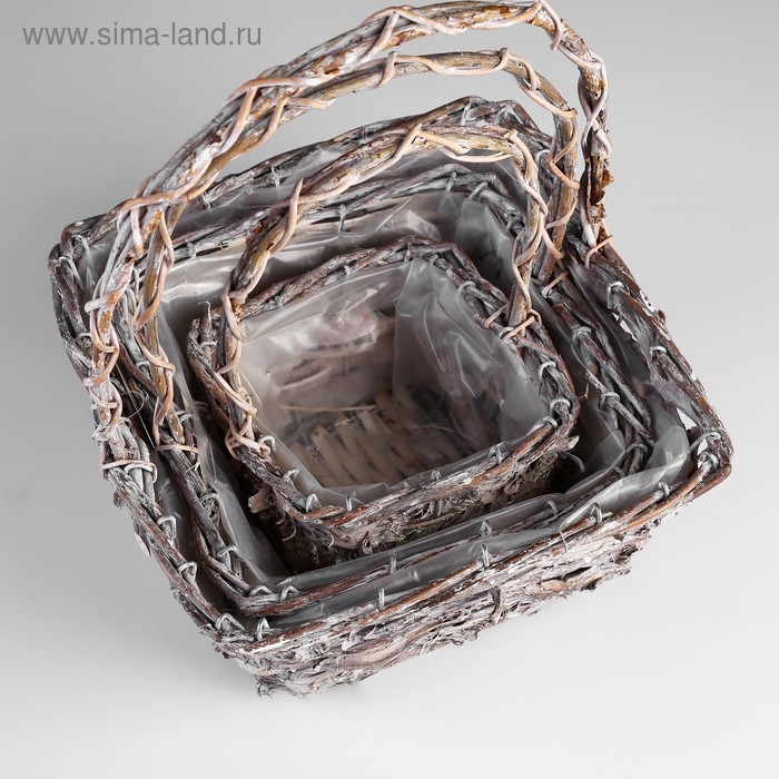 Набор корзин «Корзиночка», 3 шт: 25×25×14/32 см, 20×20×14/29 см, 15×15×12/25 см Набор корзин «Корзиночка», 3 шт: 25×25×14/32 см, 20×20×14/29 см, 15×15×12/25 см