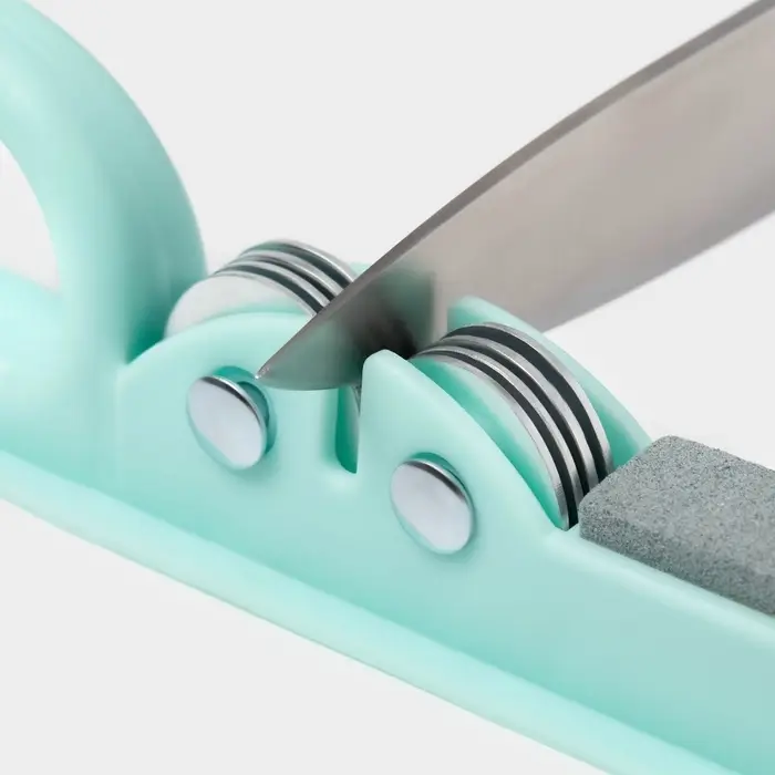 Точилка для ножей Доляна &laquo;Острое лезвие&raquo;, 19&times;4.5 см, с ручкой и шлифовкой, МИКС