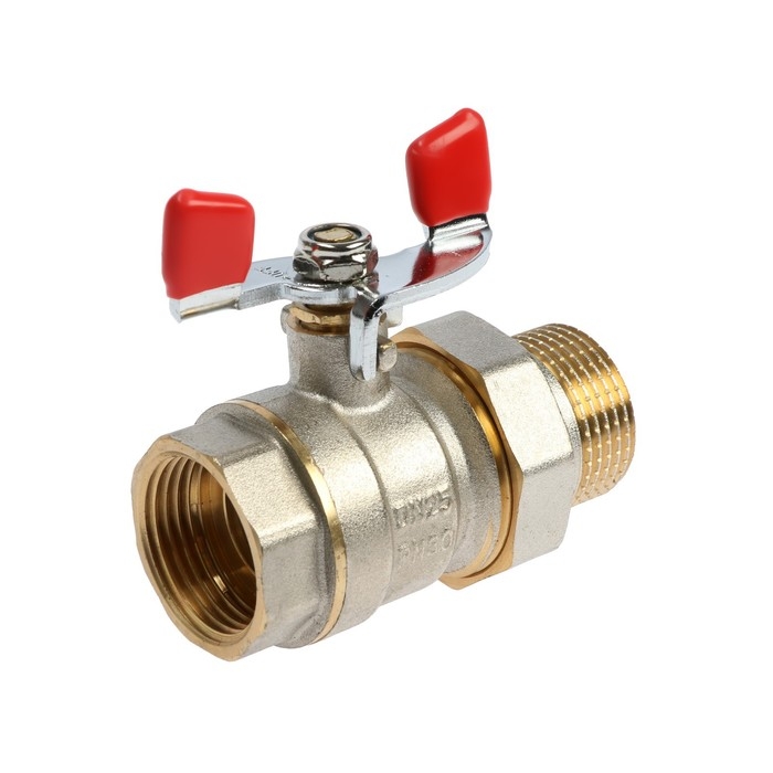 Кран шаровой STT, 1 Кран шаровой STT, 1", с американкой, никелированная латунь