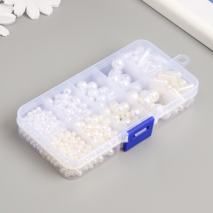 Бусины в шкатулке Бусины в шкатулке "Жемчужные" 10 делений 12,9х6,7х2,2 см
