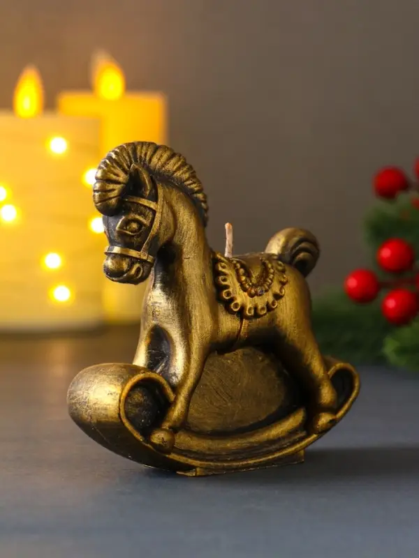 Декоративная свеча "Лошадка-качалка" (бронза), 96*35*100