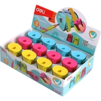 Точилка ручная Deli U-touch, 1 отверстие, с контейнером, пластик, ассорти