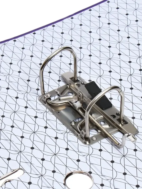 Папка-регистратор А4, 50 мм, ПВХ, тиснение &laquo;лен&raquo;, металлическая окантовка, карман на корешок, собранная, фиолетовая