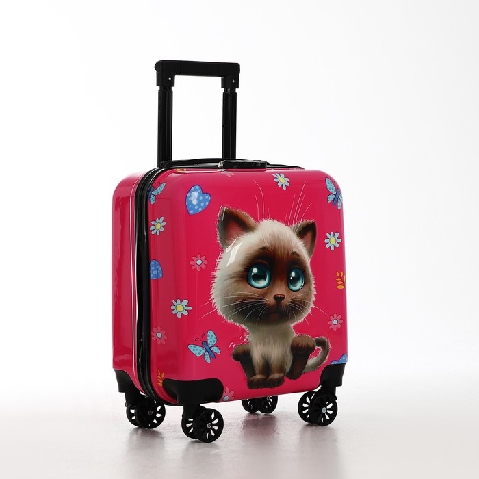 Чемодан детский 28 л (S), отдел на молнии, 4 колеса, цвет розовый Чемодан детский 28 л (S), отдел на молнии, 4 колеса, цвет розовый