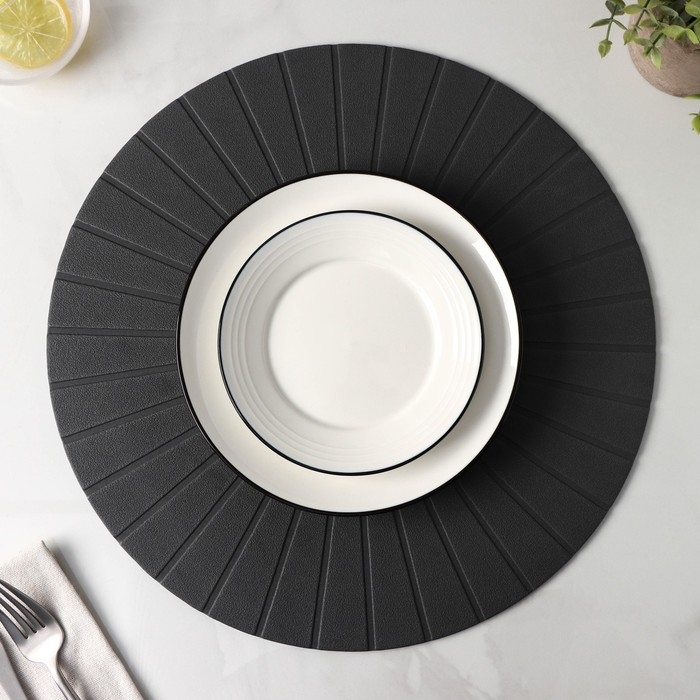 Салфетка сервировочная на стол «Ра», d=36 см, цвет серый Салфетка сервировочная на стол «Ра», d=36 см, цвет серый