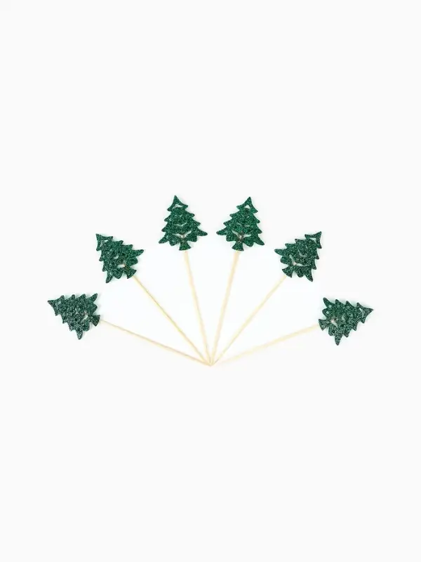 Шпажки Шпажки "Зеленые елочки", набор 6 шт.