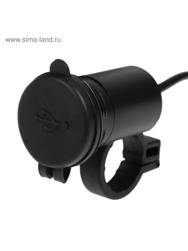 Зарядное устройство на руль мотоцикла, USB, 1.5 А, 24 В, провод 120 см