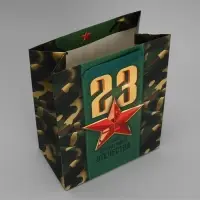 Пакет подарочный ламинированный, упаковка, &laquo;С 23 февраля&raquo;, MS 18&times;23&times;10 см
