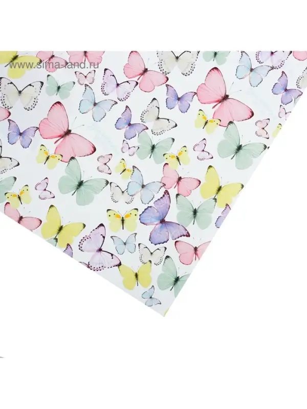 Бумага упаковочная глянцевая «Светлые бабочки», 70 х 100 см Бумага упаковочная глянцевая «Светлые бабочки», 70 х 100 см