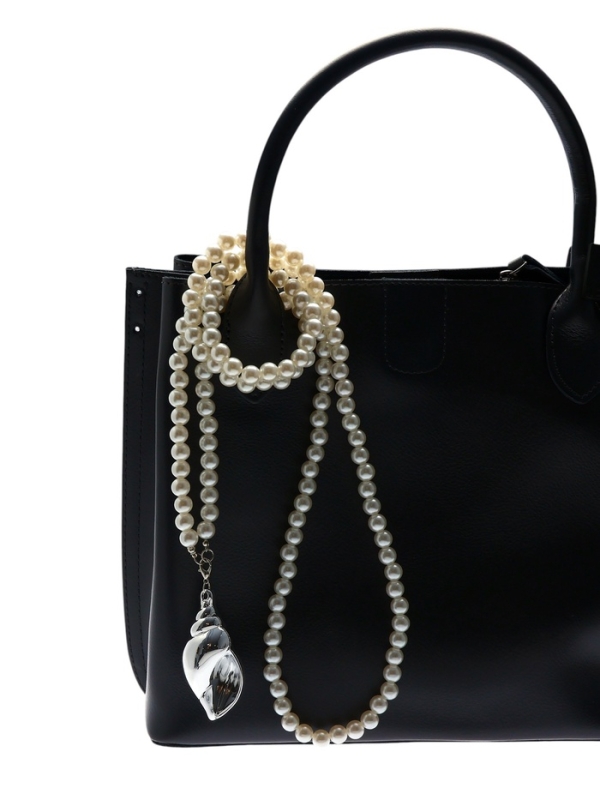 Портупея жемчужная с кулоном «Ракушка», 129 см, белая в серебре Портупея жемчужная с кулоном «Ракушка», 129 см, белая в серебре