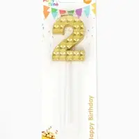 Свеча для торта &laquo;Элемент&raquo;, цифра "2" золотая