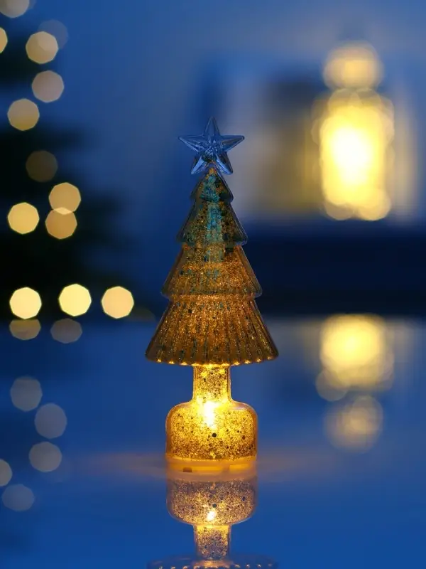 Светодиодная фигура &laquo;Ёлочка золотистая&raquo;, 1 LED, 15&times;6 см, от батареек AG13&times;3, свечение тёплое белое