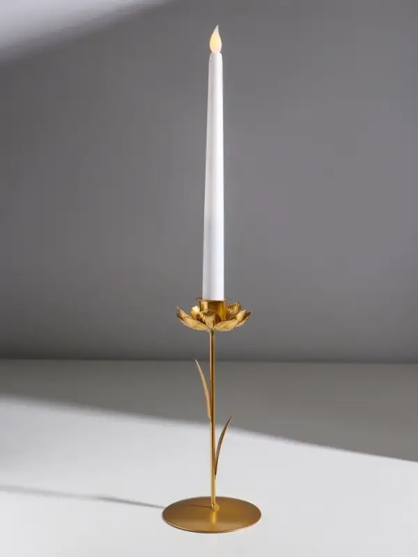 Подсвечник металл на 1 свечу  Подсвечник металл на 1 свечу "Жасмин" золото d=2,5 см 9х9х20,5 см