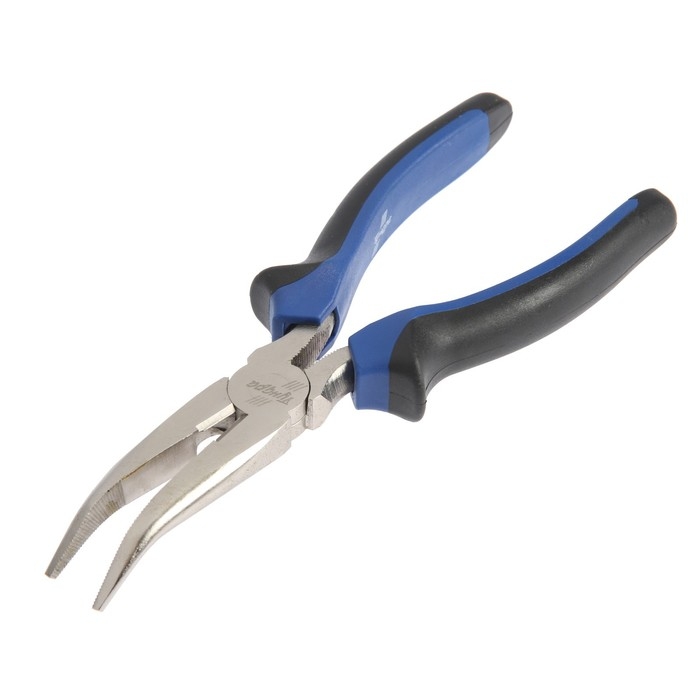 Длинногубцы изогнутые ТУНДРА, CrV, никелированные, двухкомпонентные рукоятки, 200 мм Длинногубцы изогнутые ТУНДРА, CrV, никелированные, двухкомпонентные рукоятки, 200 мм