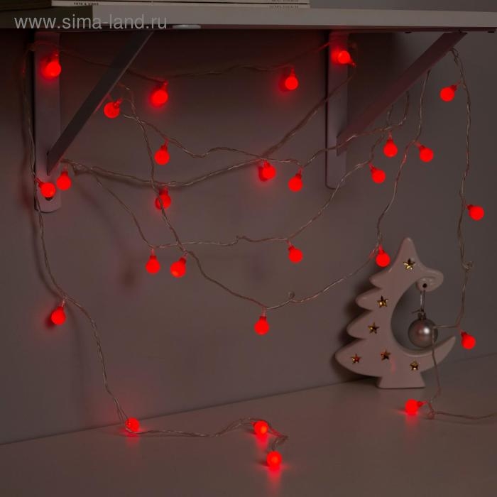 Гирлянда «Нить» 5 м с насадками «Шарики красные», IP20, прозрачная нить, 30 LED, свечение красное, 8 режимов, 220 В Гирлянда «Нить» 5 м с насадками «Шарики красные», IP20, прозрачная нить, 30 LED, свечение красное, 8 режимов, 220 В