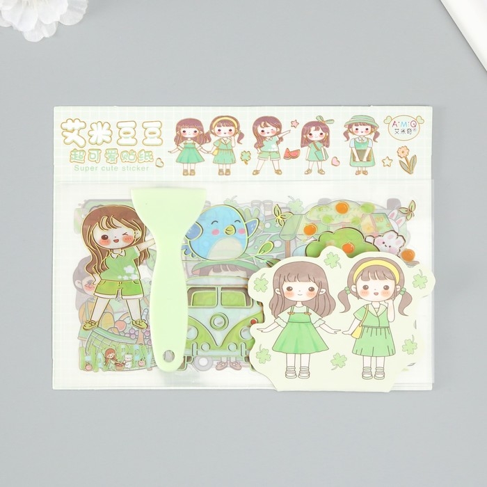 Наклейка пластик "Детство" МИКС набор 6 листов и лопатка12,5х16,5 см