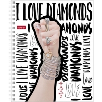 Тетрадь 48 листов в клетку на гребне I love diamonds, обложка мелованный картон, блок офсет 65г/м2, МИКС
