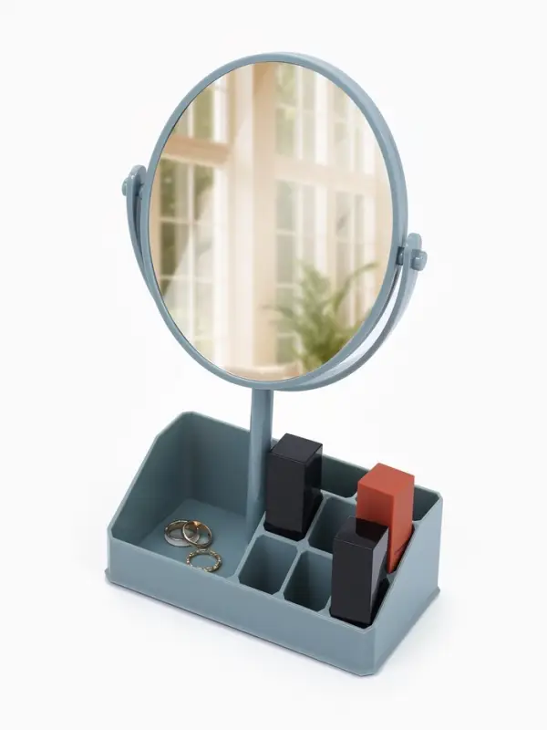 Зеркало с подставкой, с увеличением х2, двустороннее, 16.5&times;30.5 см, (13&times;16 см), МИКС