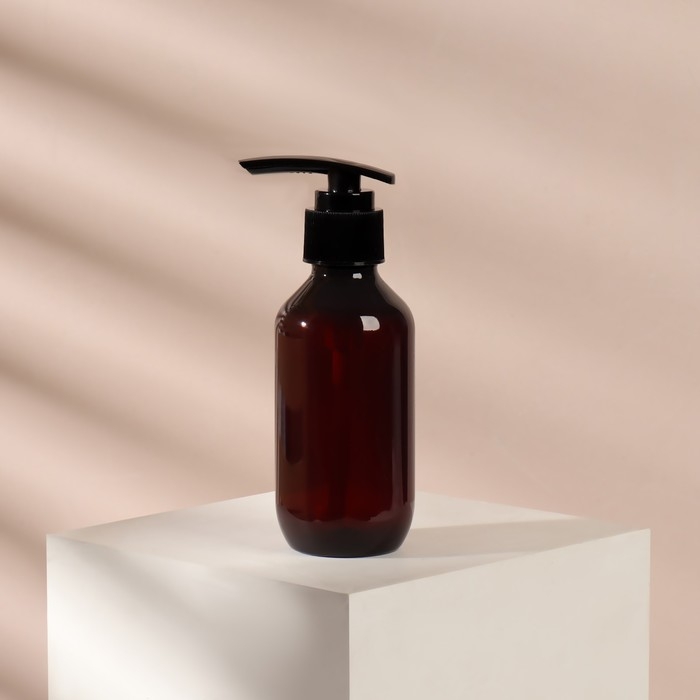 Бутылочка для хранения, с дозатором, 150 мл, цвет коричневый/чёрный Бутылочка для хранения, с дозатором, 150 мл, цвет коричневый/чёрный