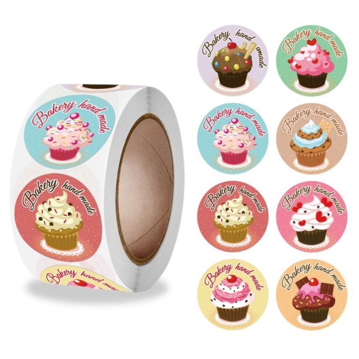 Наклейка бумага Наклейка бумага "Домашняя выпечка" d=2,5 см 500 шт в рулоне 3х6х6 см
