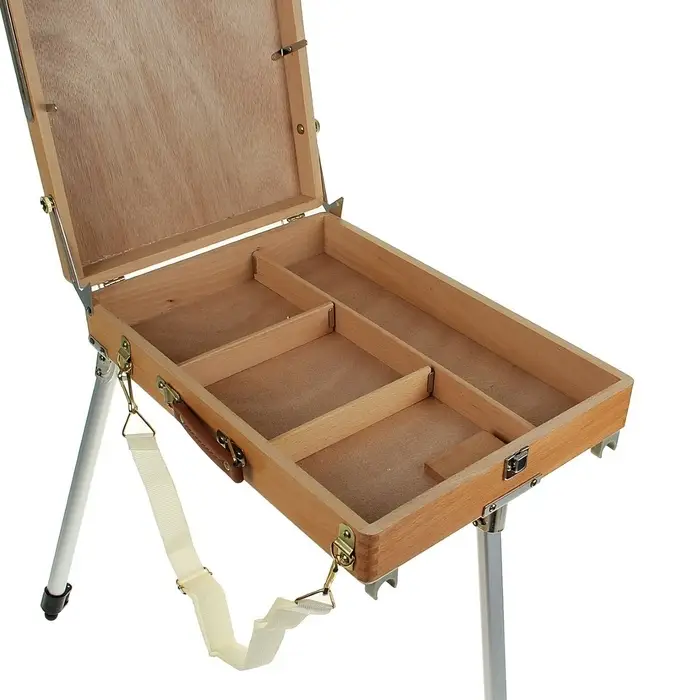 Этюдник, 33&times;46&times;13 см, максимальная высота ножек 83 см, металлические, телескопические, бук