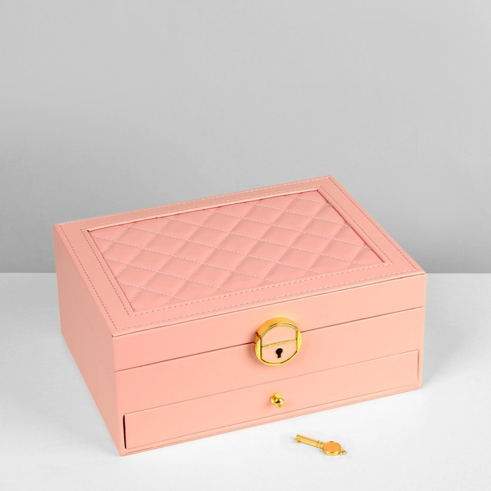 Подставка для украшений &laquo;Шкатулка&raquo; 2 яруса,17&times;23&times;10 см, цвет розовый