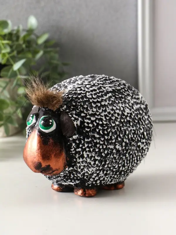 Копилка "Овечка" 12,5х17,5х12,5 см, белая