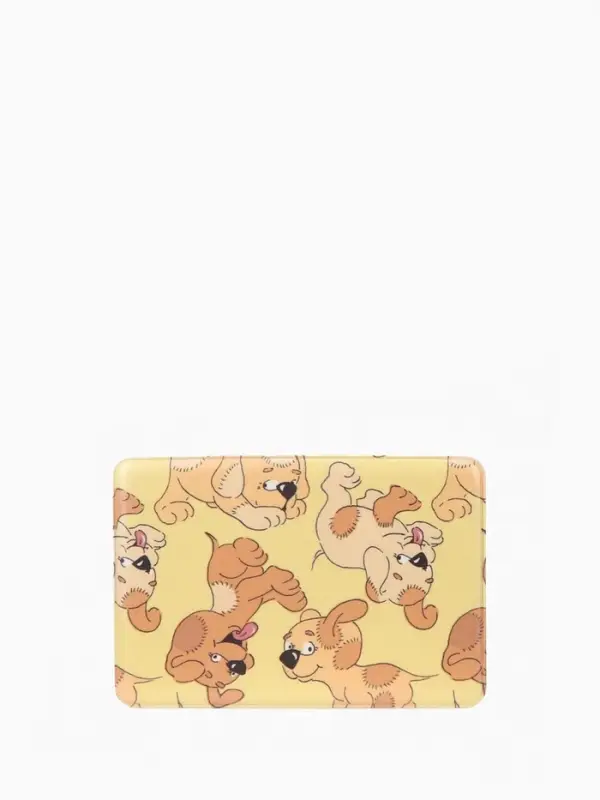 Обложка для проездного, пропуска, с принтом &laquo;Щенки&raquo;, жёлтая