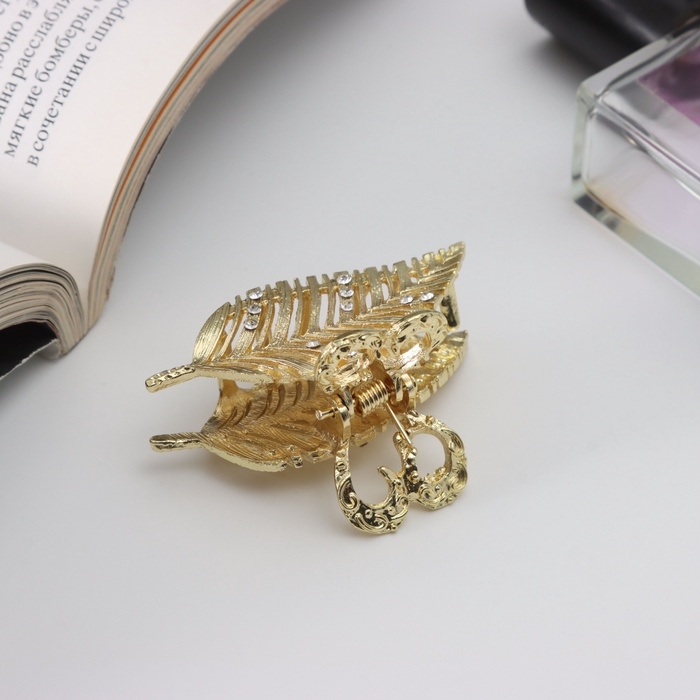 Краб для волос Краб для волос "Лейла" листок, 5 см, золото