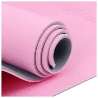 Коврик для фитнеса и йоги ONLYTOP, 183&times;61&times;0.6 см, цвет серый/розовый