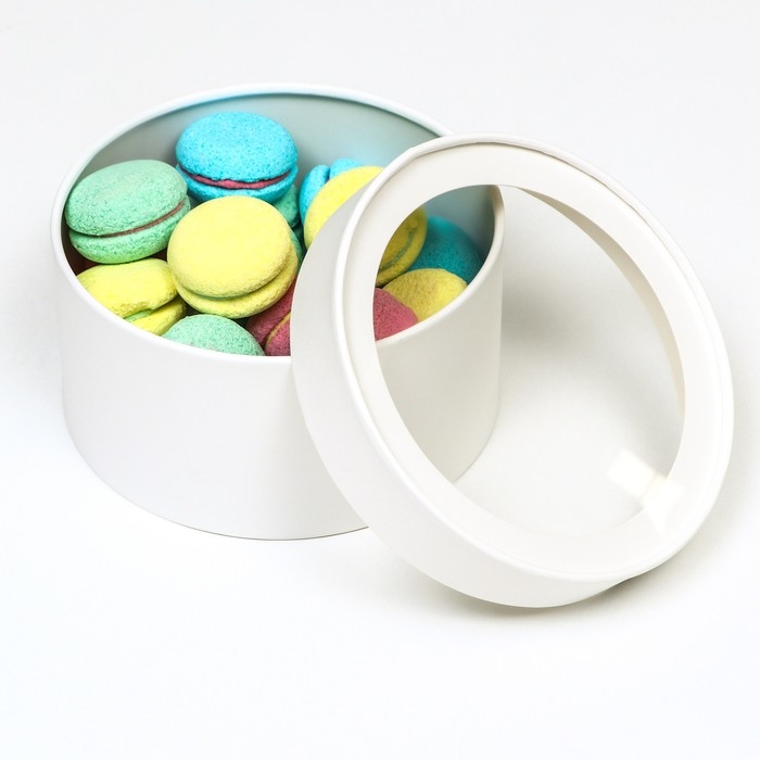 Набор 2 в 1 круглых коробок Набор 2 в 1 круглых коробок "Белая" с окном, 21 х 11 - 18 х 10 см