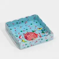 Коробка для кондитерских изделий с PVC крышкой &laquo;Новогодний переполох&raquo;, 15&times;15&times;3 см