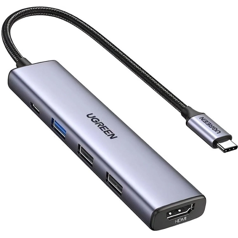Разветвитель USB UGREEN CM478 (15495) USB-C To HDMI+USB3.0+USB2.0+PD,серебр
