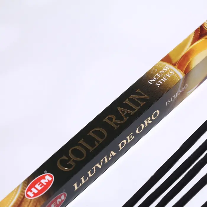 Благовония HEM "Gold Rain. Золотой Дождь", 8 палочек в упаковке, четырёхгранник