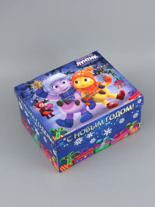 Коробка складная, с крышкой, "С Новым годом", 31 х 25,5 х 16 см, Лунтик