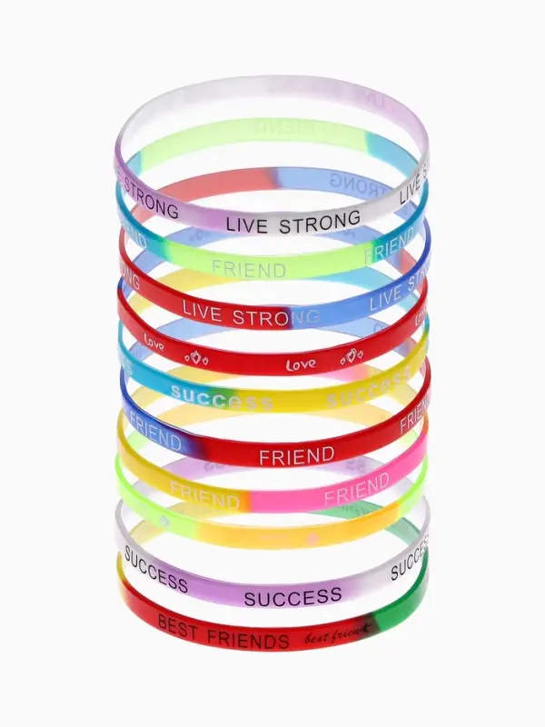 Силиконовый браслет &laquo;Настроение&raquo;, набор 10 шт. цвет МИКС, 6 см