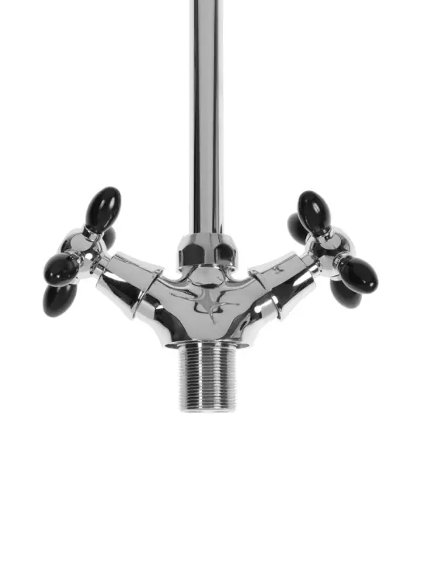 Смеситель для кухни ZEIN ZC2029, гибкий излив, кран-букса латунь 1/2", черный/хром