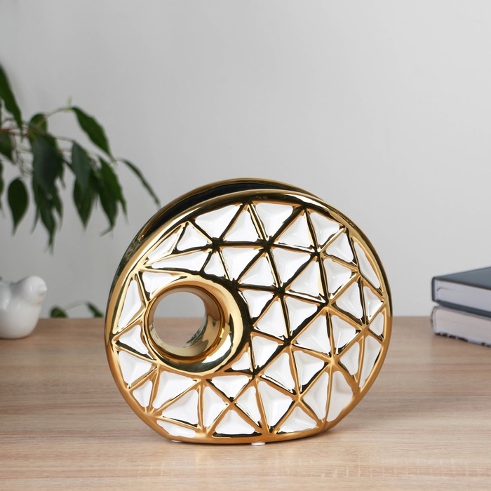 Керамическая ваза декоративная настольная «Денвер» геометрия, для цветов, сухоцветов, 19 см, белый Керамическая ваза декоративная настольная «Денвер» геометрия, для цветов, сухоцветов, 19 см, белый