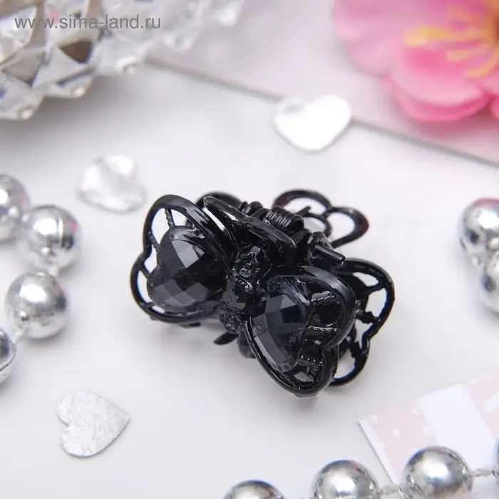 Крабик для волос «Чёрные кружева», бантик, 2.7 см, чёрный Крабик для волос «Чёрные кружева», бантик, 2.7 см, чёрный
