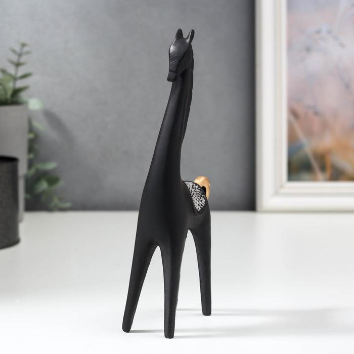 Сувенир полистоун Сувенир полистоун "Чёрный конь с золотой гривой" 18,5х6,8х3,3 см