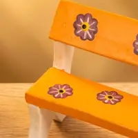 Мебель для кукол &laquo;Скамейка с цветами&raquo;, 11&times;5&times;9 см, дерево, оранжевая