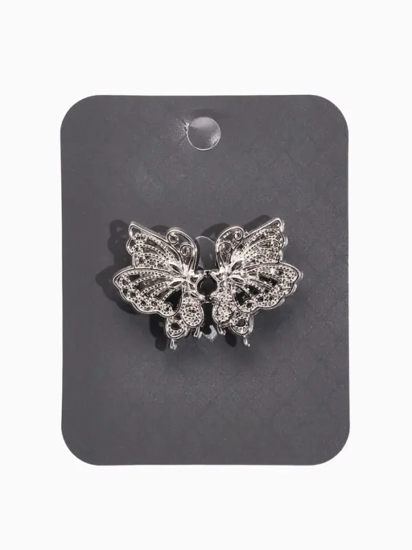 Зажим для кардигана Зажим для кардигана "Ажур" бабоччка, цвет серебро