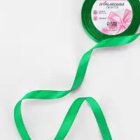 Лента атласная, 12 мм, 23&plusmn;1 м, зелёная №19