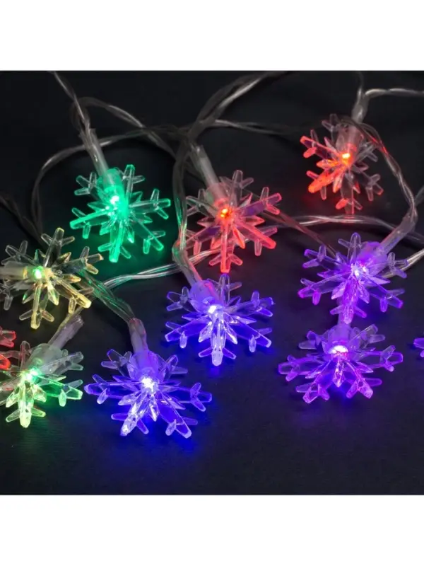 Гирлянда &laquo;Нить&raquo; 3 м с насадками &laquo;Снежинки большие&raquo;, IP20, прозрачная нить, 20 LED, от батареек АА&times;3, свечение мульти