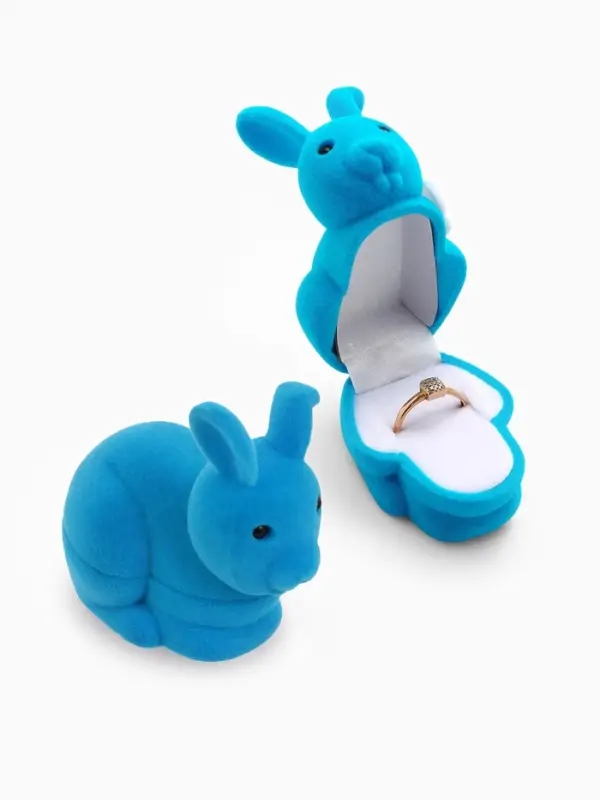Футляр под серьги, кольцо &laquo;Кролик&raquo;, бархатный, 5.7&times;4.5 см, бирюзовый