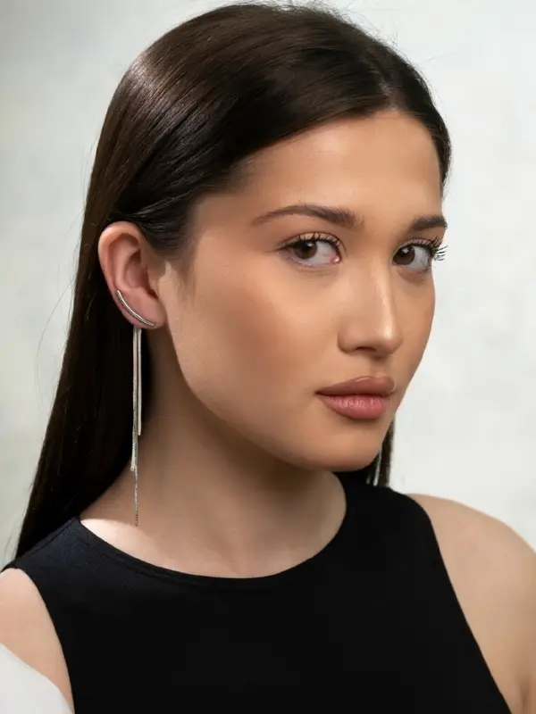 Серьги висячие &laquo;Дуга&raquo;, водопад, цвет серебро, 11 см