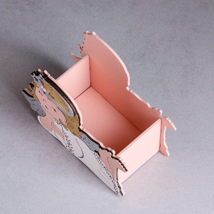 Кашпо деревянное "Ангелочек", 16х7,5х12,5 см, дуб, пудровый